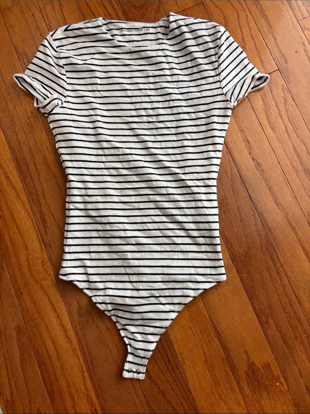 Abercrombie Striped Short-Sleeve One-Piece Bodysuit - Navy Blue & White